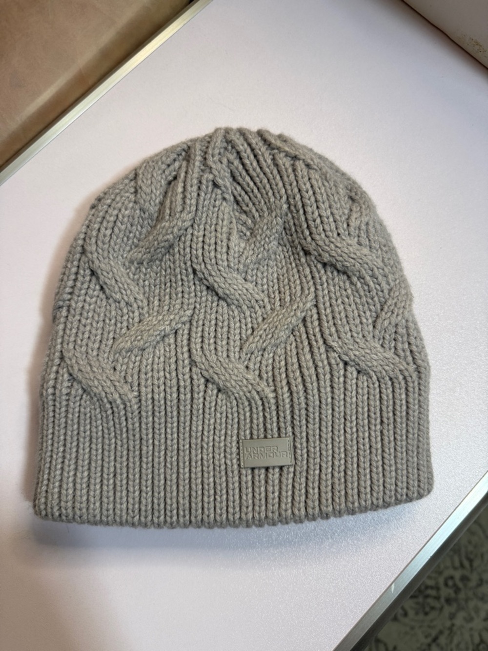 Under Armour Light Gray Cable Knit Beanie
